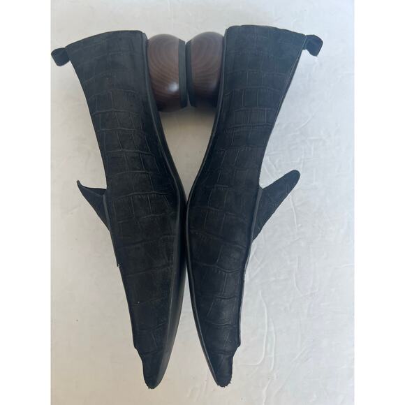 Jeffrey Campbell Black Suede Croc Viona Pointy Toe Round Sculpted Heel Shoes 9.5 - Picture 7 of 12